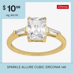 Ring Style: Engagement RingsFeatures: In A Gift Box, Nickel FreeShape: RectangleStone Cut: EmeraldStone Millimeter Measurement: 8 Mm Width, 6 Mm LengthMetal Color: Gold ToneBand Width: Care: Wipe CleanStone Type: 3 Cubic ZirconiaMetal: 14k Gold Over BrassCountry of Origin: Imported Gold Square-cut Promise Ring, Square Cut Gold Promise Rings, Gold Cubic Zirconia Square Cut Rings, Rectangular Engagement Ring, Rings Engagement, 7 Rings, Ring Style, Type 3, Fashion Rings