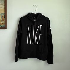 Nwot Excellent Condition! Nike Hoodie With Logo Print For Fall, Nike Black Hooded Activewear, Black Nike Hoodie With Logo Print, Nike Black Hoodie With Logo Print, Nike Black Hoodie For Workout, Nike Black Hooded Top, Nike Black Hoodie Top, Nike Black Hoodie For Fall, Nike Running Top