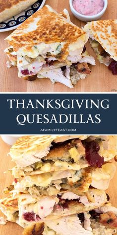 thanksgiving quesadillas stacked on top of each other