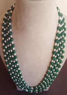 Green And White Pearls Necklace, White Oval Gemstone Beads Necklaces, Gemstone Colours, Ruby Necklace Designs, Necklace Stone, Emerald Bead, Color Necklace, White Pearl Necklace, Ruby Necklace