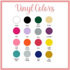 the color chart for vinyl colors