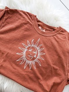 Sun and Moon Shirt | Comfort Colors Sun and Moon T-shirt | Boho T-shirt ✳ The photos samples shows the colors yam, terracotta, blue jean, and sandstone ✳ SIZING - Please review the size chart to select the best fit. All sweatshirts are unisex.  ✳ FEATURES ring spun cotton, garment-dyed - These colors provide a vintage look that will remain for the life of the garment. relaxed fit - For those who want the right feel without all the clinginess. double-needle topstitched collar twill taped neck and Vintage Sun And Moon, Sun And Moon Shirt, Moon Tshirt, Moon T Shirt, Moon Shirt, Vintage Sun, Sun Shirt, Boho Shirts, Fall Sweatshirt