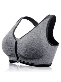 85% Polyester, 15% Spandex Zipper Closure in Front Support Type: Wire-free Bra Style: Sports Bra Racerback Design & Soft Breathable Material Cheap Sports Bra, Zipper Sports Bra, Pilates Clothes, Bra Materials, Backless Dresses, Fitness Pilates, Front Closure Bra, Sports Crop Tops, Sport Bras