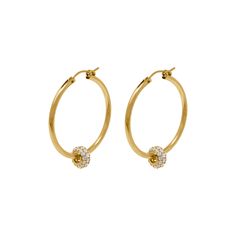 14k gold filled with a 14k vermeil pave rondelleDimensions27mm hoops*pave rondelle can be removed Gold Filled, Gold Bracelet, Gold