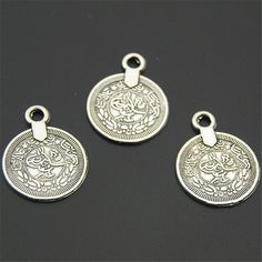 30PCS  Silver Color Coin Shaped Round Charms Carved Figure Charms Pendants DIY Necklace Jewelry Diy Collier, Pendant Diy, Silver Coin, Diy Pendant, Silver Coins, Diy Necklace, Diy Handmade, Necklace Jewelry, Handmade Crafts