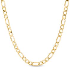 This handsome chain necklace is a versatile option for everyday wear. Crafted in 14K gold, this 5.8mm-wide light figaro chain is a simple and dignified style. Polished to a bright shine, this 24.0-inch necklace chain secures with a durable lobster claw clasp. Mens Gold Chain Necklace, Gold Figaro Chain, Real Gold Chains, Chain Necklace For Men, Figaro Chain Necklace, Gold Chains For Men, Necklace For Girlfriend, Gold Cross Necklace, Mens Jewelry Necklace