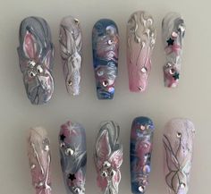 Pretty Gel Nails, Japanese Nails, Unique Acrylic Nails, Charli Xcx, Fire Nails, Dream Nails, Funky Nails, Floral Nails