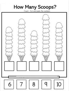 an ice cream cone worksheet with numbers to 10