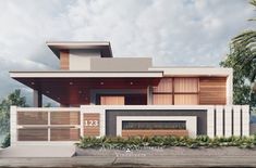 an architectural rendering of a modern house