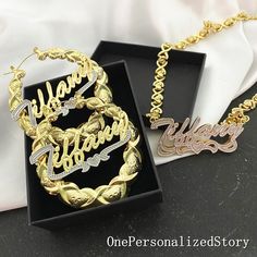 "xoxo necklace set-nameplate necklace-nameplate necklace-name plate necklace-bamboo earring ♥- Material: Made of high-quality Alloy FINISH: Polished. ♥-Hoop size: 2.5IN(6.5CM) ♥-Set color: 14/18k gold, silver, rose gold ♥-NECKLACE LENGTH 12in-30cm 14in-35in 16in-40cm 18in-45cm 20in-50cm -About shipping and delivery: ♥ All items purchased will be shipped in 7-14business days. ♥ Standard shipping time7-10 working days. (USPS) ♥ Priority shipping 3-5 working days. (FEDX) ✿ WE PROMISE: √ Free Engrav Xo Chain, Gold Bamboo Earrings, Bamboo Earring, Xoxo Necklace, Number Date, Bamboo Hoop Earrings, Infinity Earrings, Monogram Earrings, Name Earrings