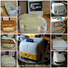 there are many pictures of cakes made to look like cars