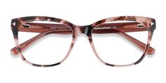 Pink Tortoise horn eyeglasses available in variety of colors to match any outfit. These stylish full-rim, medium sized acetate eyeglasses include free single-vision prescription lenses, a case and a cleaning cloth.