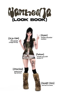 an image of a woman in boots with her hand up and the words women's look book written below it