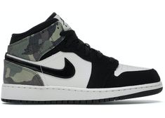 Jordan 1 Mid White, Camo Sneakers, Custom Painted Shoes, Authentic Jordans, Jordan Model, Air Jordan 1 Mid Se, Deep Royal Blue, Grey Camo, Nike Air Jordans