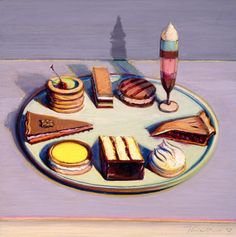 an oil painting of desserts on a plate