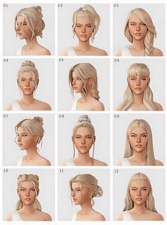 many different hairstyles and hair styles for the female character in the video game