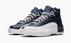 The original “Obsidian” colorway of the Air Jordan 12 returned in 2012, featuring the same clean Obsidian and white leather construction as the iconic look from 1997.  This listing is for Grade School sizing. Sneakers For Kids, Jordan Model, Air Jordan 12, Air Jordan 12 Retro, Jordan 12 Retro, Jordan 12, Jordans 12, Shoes Platform, Air Max Women