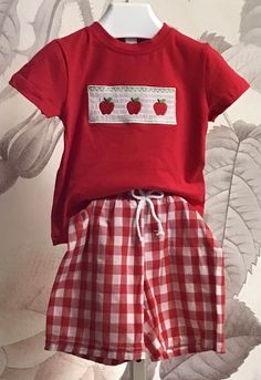 Back To School Red Apple Short Set