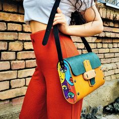 Artistic Expression: Hand Painted Purses and Bags for Women - Etsy Yellow Artisan Bags For Daily Use, Artisan Yellow Shoulder Bag For Daily Use, Artisan Multicolor Clutch Bag, Artsy Handmade Multicolor Bags, Rectangular Hand Painted Bag, Artsy Shoulder Bag Gift, Handmade Satchel Shaped As Clutch, Artistic Handmade Satchel Bag, Artistic Multicolor Leather Shoulder Bag