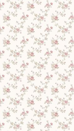 a white wallpaper with pink flowers on it