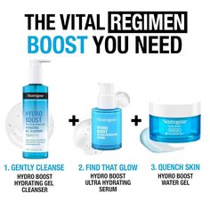 Neutrogena Hydro Boost Water Cream with hyaluronic acid replenishes vital water content within skin's surface for glowing skin. Ideal for dry, sensitive, & acne-prone skin, this face cream from a dermatologist-recommended skin care brand instantly delivers 9x more hydration for quenched, dewy skin (vs. untreated skin). The lightweight face moisturizer is formulated with hyaluronic acid, dermatologist-recommended hydrator that binds to water & hold it within the skin's surface, plus Natural Moist Level Lock, Water Gel Moisturizer, Gel Face Moisturizer, Dermatologist Recommended Skincare, Dry Skin On Face, Hydro Boost, Neutrogena Hydro Boost, Oil For Dry Skin, Dewy Skin