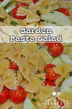 pasta salad with tomatoes, cucumbers and parmesan cheese