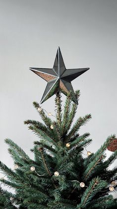 a christmas tree with a star decoration on top