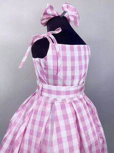 Plaid Pink White Halloween Costume Barb Doll Movie Inspired Gown Junior Kid Holiday Spring Summer Birthday Party Photoshoot Prop Fall S M L - Etsy Fitted Gingham Dress For Party, Fitted Gingham Party Dress, Pink And White Plaid Dress, Gingham Barbie, 50’s Dresses Kids, Summer Pink Plaid Ruffled Dress, Barbie Pink Plaid Dress, White Halloween Costumes, Doll Halloween Costume