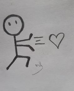 a drawing of a person throwing a heart into the air