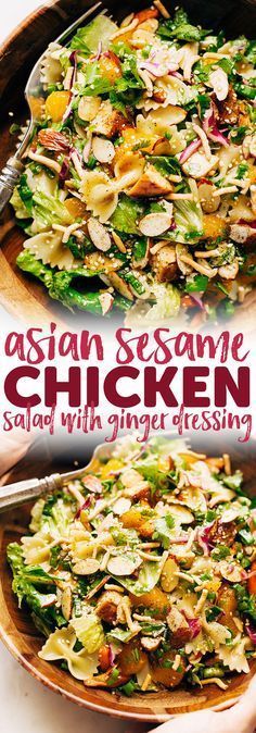 Asian Sesame Chicken Salad, Asian Sesame Chicken, Salad With Ginger Dressing, Sesame Chicken Salad, Resep Pasta, Asian Chicken Salads, Ginger Dressing, Salad Pasta