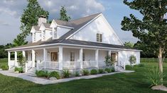 this is an artist's rendering of the farmhouse style house plans for small homes