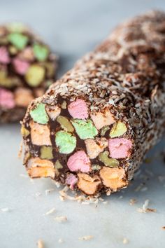 some kind of candy bar that is on top of a table with sprinkles