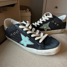 Reposhing This Item I Purchased. Love Them But Unfortunately Can’t Keep Them. Look Brand New!!! I Have Never Worn Them Questions? Leave A Comment Below! Shoes Golden Goose, Goose Shoes, Golden Goose Shoes, Star Sneakers, Super Star, Golden Goose, Blue Gold, Athletic Shoes, Size 6