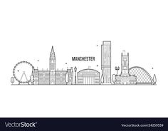 manchester england skyline in black and white