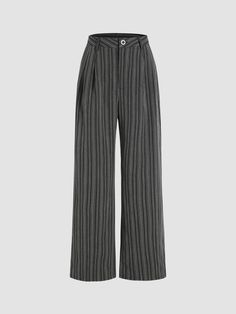 a picture of a woman wearing black and white striped pants Striped Cotton Bottoms With Buttons, Striped Cotton Bottoms With Button Closure, Striped Cotton Pants For Fall, Fall Wide-leg Pants With Button Closure, Textile Waste, Lululemon Tops, Bralette Tops, Straight Leg Trousers, Trendy Clothes For Women