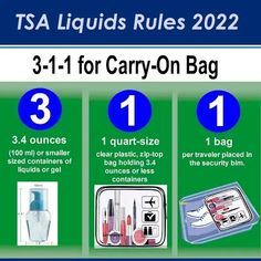 the instructions for carry - on bags are shown in blue and green, with information about how to use them