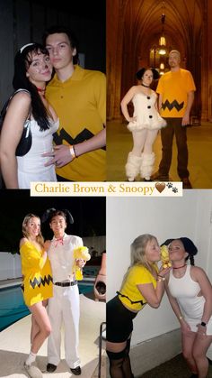 some people are dressed up as charlie brown and snoopy