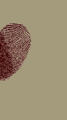 a fingerprint is shown in the shape of an apple on a brown background with red ink