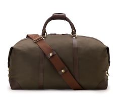 Olive Twill Leather Duffel Bag, Chestnut Leather, Leather Duffel, Leather Duffle Bag, Leather Duffle, Business Trip, Travel Gear, Duffel Bag, Weekender Bag