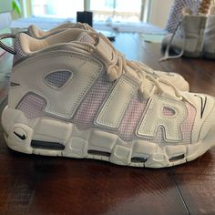 Excellent Condition. Only Worn Twice. Includes Box. Nike Air More, Shoes Nike Air, Nike Pink, Shoes Nike, Womens Shoes Sneakers, Nike Shoes, Pink White, Nike Women, Nike Air