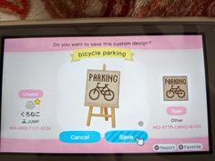 a computer screen showing the instructions for parking and bicycles on it's display area