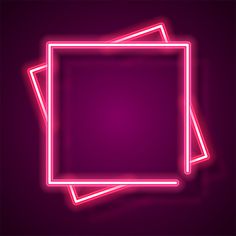 three neon frames on a dark background