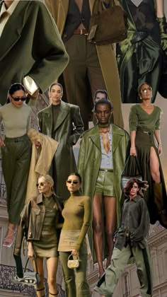 Monochromatic Outfit Fall, New Money Style, Green Monochromatic Outfit, Color In Fashion, Fashion Trend 2024, Olive Green Outfit, Bag Styling, Monochromatic Looks, Minimalist Wardrobe Capsule