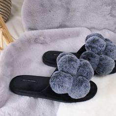 Choose cute and comfy with these pom pom slippers from Pretty You London. The padded velour upper sits on a durable sole designed for comfort. The oversized faux fur pom poms on the overband adds a touch of fun. Why have one pom when you can have six? Care information: Wipe clean with a gentle cleansing wipe Packaging Information: Recycle card hanger and recycled bag Sweater Lounge Set, Pom Pom Slippers, Staple Dress, Soft Slippers, Faux Fur Pom Pom, Gifts For New Mums, Jewelry Ring Box, Evil Eye Jewelry, Fur Pom Pom