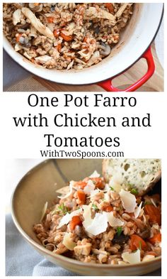 one pot farro with chicken and tomatoes is an easy side dish for any meal