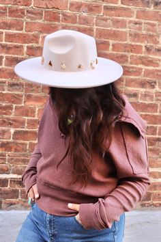 Adorable NEW celestial stid wide-brim hat! Adjustable inside & available in 3 colorways. Bohemian Cream Wide Brim Fedora, Cream Bohemian Brimmed Hat, Bohemian Hat With Flat Brim, One Size Fits Most, Cream Bohemian Brimmed Felt Hat, Western Cream Brimmed Hat, Sun And Stars, Star Studs, Brim Hat, Wide Brimmed Hats