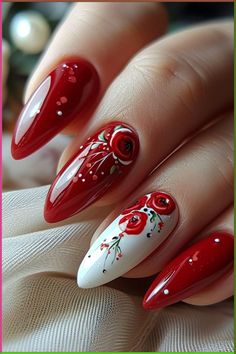 #fashion #aesthetic #coquette #nailart #naildesign #uñas #uñasdegel #nailsdid Nails St Valentin, Valentine Nails 2024, Wedding Red Nails, Red Nails For Wedding, Red Rose Nails, Lace Nail Art, Tattoo Henna, Red Valentine, Romantic Nails