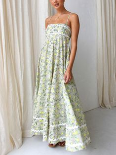 LikeMyChoice® Brighten up your wardrobe with our stylish Lace Panel Fresh Lemon Print Sling Maxi Dress. Featuring a playful lemon print and delicate lace details, this dress is perfect for any sunny day.Key Features:Fresh Lemon Print: Fun and vibrant design.Lace Paneling: Adds a touch of elegance.Sling Style: Stylish and comfortable.See More：Vacation-New-Style@Note:Size: please check measurements carefullyPlease allow 0.5-1" difference due to manual measurementDifferent monitor settings means co Floral Hair Crown, Drape Maxi Dress, Lace Splicing, Lemon Print, Midi Dress Casual, Swimsuit Dress, Maxi Knit Dress, Maxi Dress Green, Crown Hairstyles