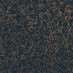 a black and gold wallpaper with small branches