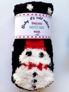 "How fun are these Christmas cozy socks and wraps?!! Some have polka dots! AND THEY'RE SUPER SOFT AND COZY!Personalize the sock wrap with your details. Socks come as shown. Cute patterns for your friends, co workers, staff, or family's \"mistle-toes\". Affordable gifts for all! LISTING OPTIONS: $4 includes one sock wrap (label) printed on cardstock paper (no socks). These ship flat. You can adhere with double side tape or punch a hole and tie at the back with holiday ribbon. $10- includes one pa Personalized Socks, Wrap Gift, Comfy Socks, Holiday Ribbon, Custom Socks, Cozy Socks, Co Workers, Affordable Gifts, Christmas Socks